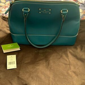 Kate Spade Teal Leather Bag with Shoulder Straps  Medium Size